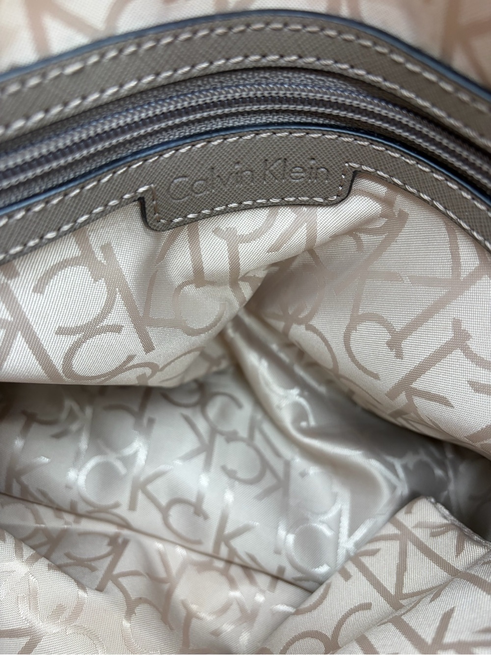 Calvin Klein Brown Monogram Dome Satchel with Gold Hardware - Picture 10 of 11